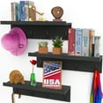 thumbnail image 1 of Wall Shelves W/Hooks, Floating Shelves Coat Rack (16 Inch, Black) by Icona Bay, 1 of 9