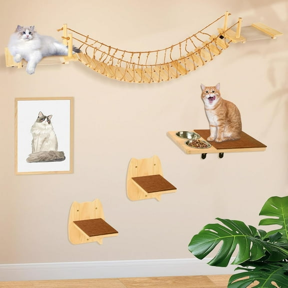 Wall Shelves,  Wall Furniture 70"  Bridge Wall Mount  Perch Wooden Hammock  Tree  Climber  Cloud Shelf Board Cats Bed