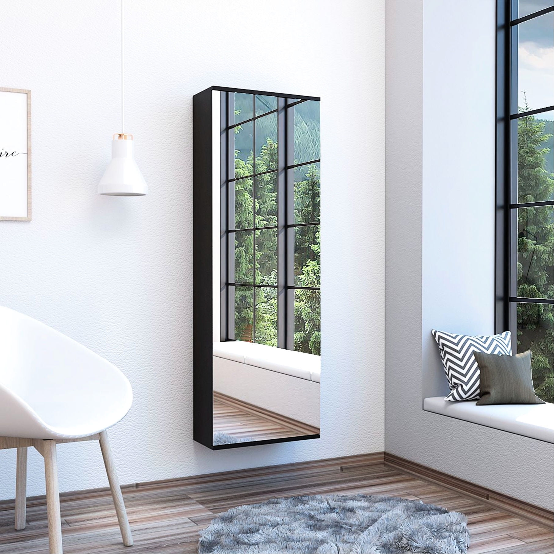 Wall Shoe Rack | Wall Mounted with Mirrored Door for 10 Pairs of Shoes ...