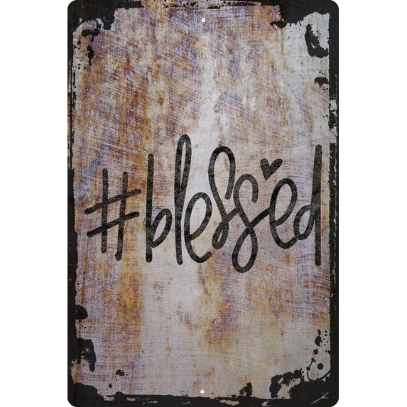 Wall Sign #Blessed Hashtag Christian Grateful Gifted Jesus Christ Decorative Art Wall Decor Funny Gift