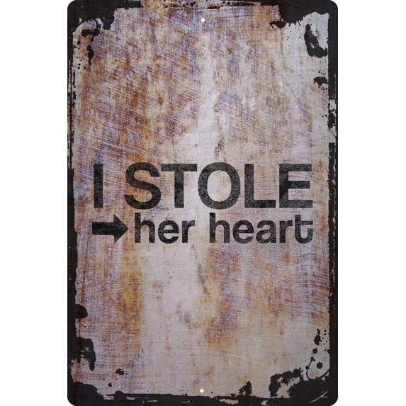 Wall Sign I stole her heart arrow together relationship couple cute love Decorative Art Wall Decor Funny Gift