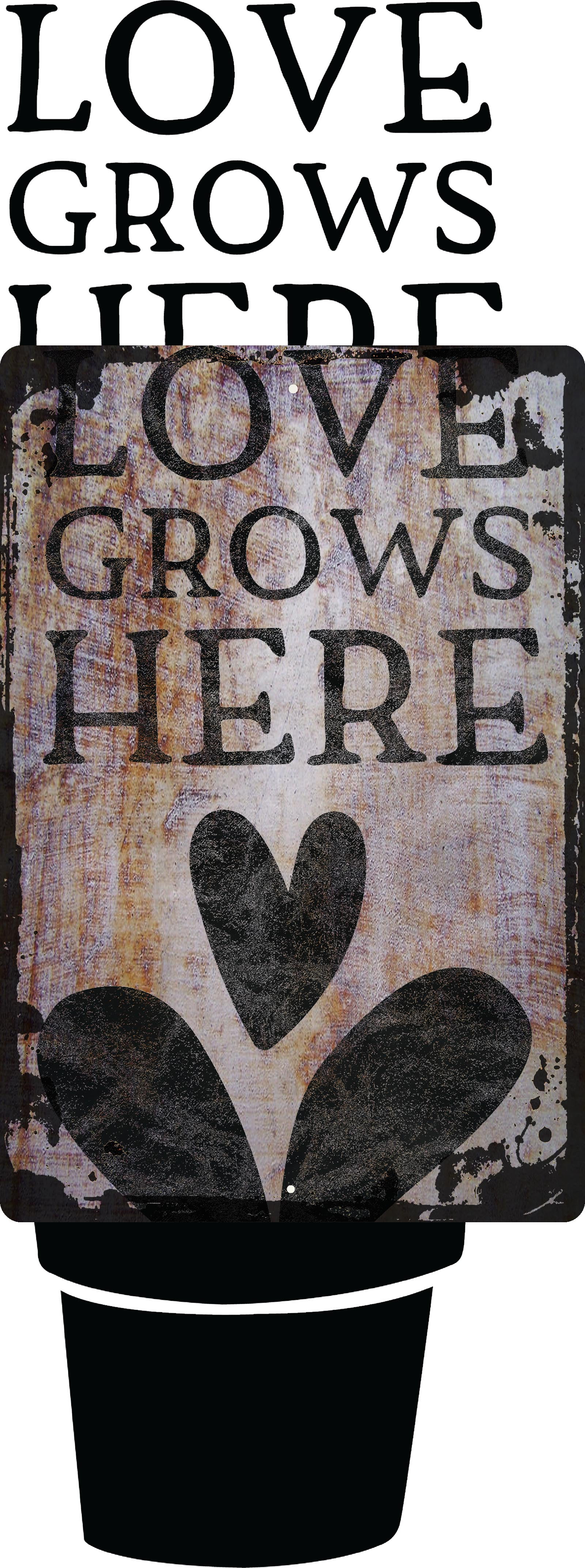 Wall Sign Love grows here caps plant flower pot garden nature water Decorative Art Wall Decor Funny Gift - image 1 of 1