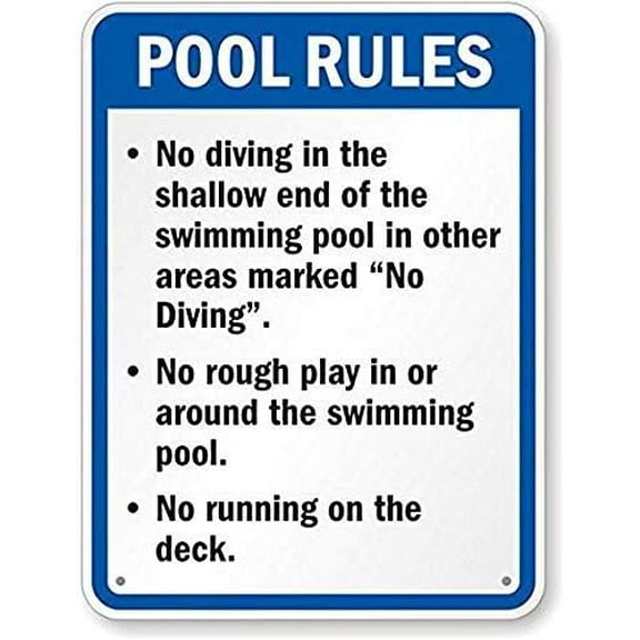 Wall Signs Iowa Pool Rules Sign Heavy Duty Metal Sign 80 Mil 8 X 12 Inch Swimming Pool Signs