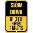 thumbnail image 1 of Wall Signs Notice Warning Sign Decor 8x12 Tin Metal Signs Slow Down Watch for Horses & Walkers Traffic Sign Safety Sign Novelty Signs, 1 of 5