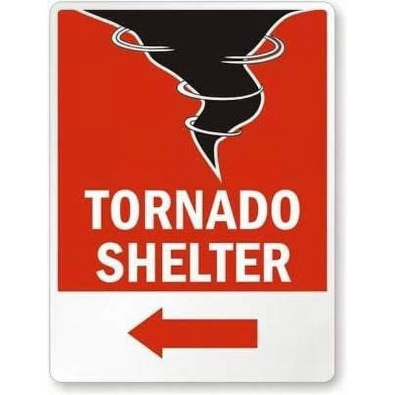 Wall Signs Notice Warning Sign Decor 8x12 Tin Metal Signs Tornado Shelter (with Left Arrow) Safety Sign Novelty Signs