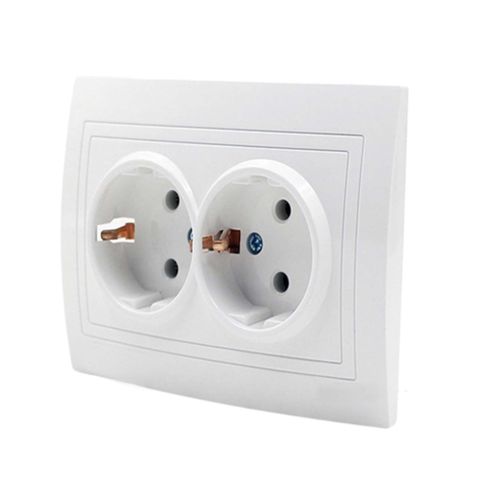 Wall Socket, Round Hole Plug Socket, 250V European Standards 16A Wall 2-Outlet Factory Commercial Use Receptacle Outlet For Home Appliances