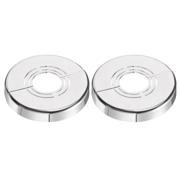 Wall Split Flange, 2 Pcs 62x10 mm - Cuttable ABS Round Escutcheon Plate Cover Buckle, Shower Arm Flange for 20/25/33mm(0.8/1.0/1.3 Inch) Water Pipe Faucet Decoration (Silver)