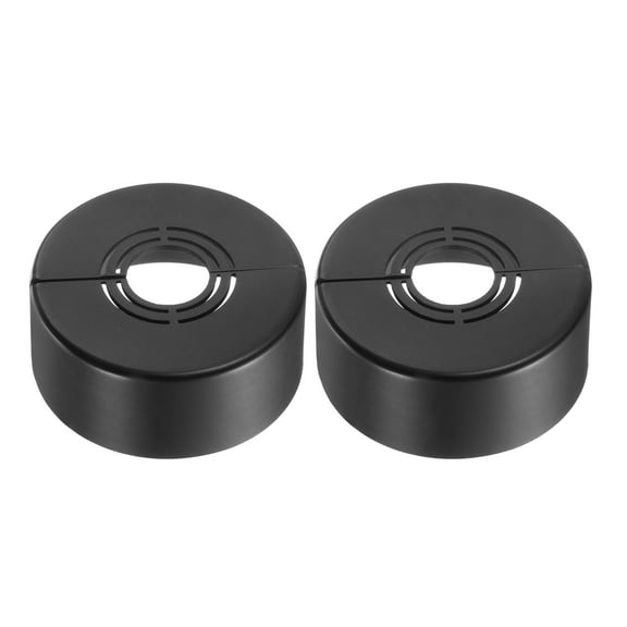 Wall Split Flange, 2 Pcs 70x30 mm - Cuttable ABS Round Escutcheon Plate Cover Buckle, Shower Arm Flange for 20/25/33mm(0.8/1.0/1.3 Inch) Water Pipe Faucet Decoration (Black)