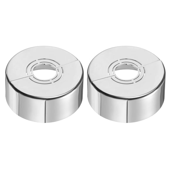 Wall Split Flange, 2 Pcs 70x30 mm - Cuttable ABS Round Escutcheon Plate Cover Buckle, Shower Arm Flange for 20/25/33mm(0.8/1.0/1.3 Inch) Water Pipe Faucet Decoration (Silver)