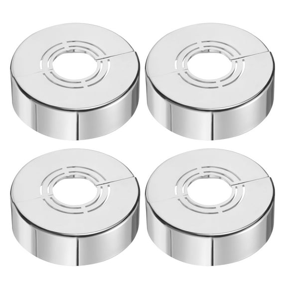Wall Split Flange, 4 Pcs 62x20 mm - Cuttable ABS Round Escutcheon Plate Cover Buckle, Shower Arm Flange for 20/25/33mm(0.8/1.0/1.3 Inch) Water Pipe Faucet Decoration (Silver)