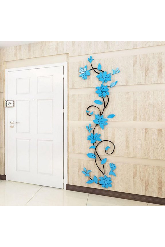 Wall Sticker Acrylic flower 3D Romantic Rose Flower Wall Sticker Removable Home decor