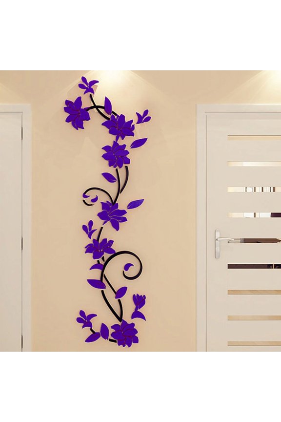Wall Sticker Acrylic flower 3D Romantic Rose Flower Wall Sticker Removable Home decor