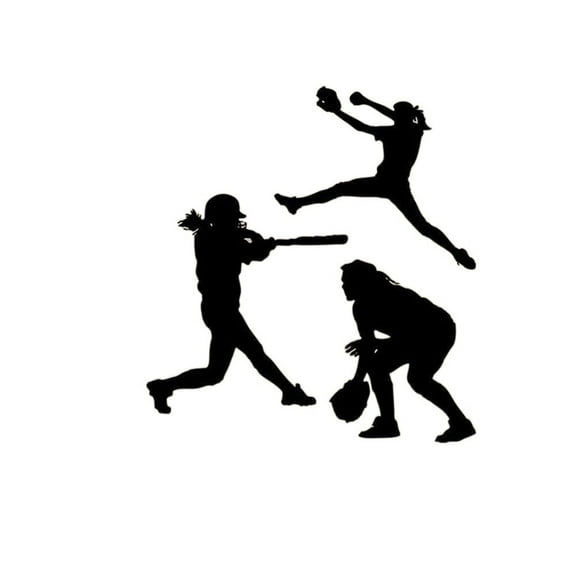Wall Sticker Art Mural Wall Decals Girls Softball Softball Players Sports Decor Removeable Vinyl Sports Room Ornament 62x57CM Show Mood Stickers