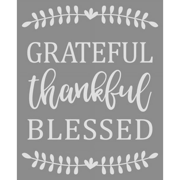 Wall Sticker Decal Grateful Thankful Blessed Vinyl Wall Decor, Lt Gray 23x19-Inch