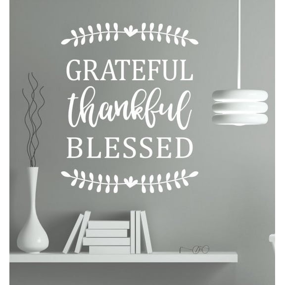 Wall Sticker Decal Grateful Thankful Blessed Vinyl Wall Decor, White 28x23-Inch