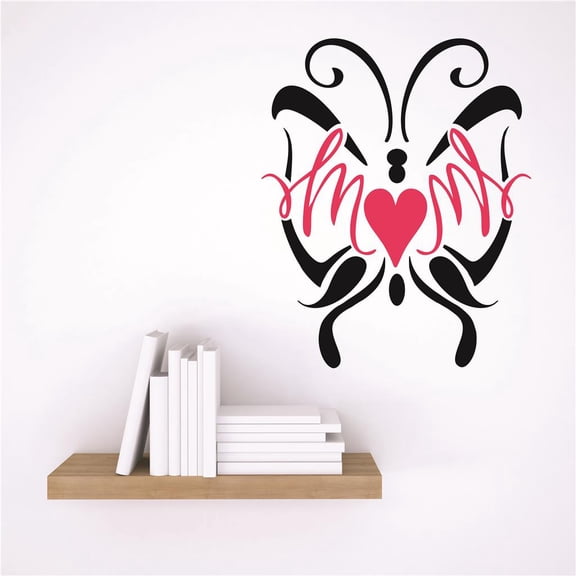 Wall Sticker Decal : MOM Butterfly Design Children Son Daughter Family Love Quote 15x15 Inches