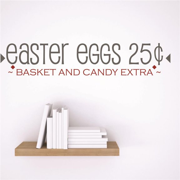 Wall Sticker Decal : easter eggs 25 ~BASKET AND CANDY EXTA~ Holiday Decoration Quote 6x30 Inches