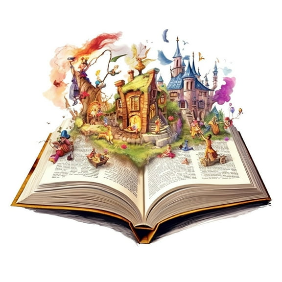 Wall Sticker Fairy Tale Book 3D Pop-Up Scene Fantasy Picture Book Decoration Decals for Library Study Room Removable Mural Art for Home Decor