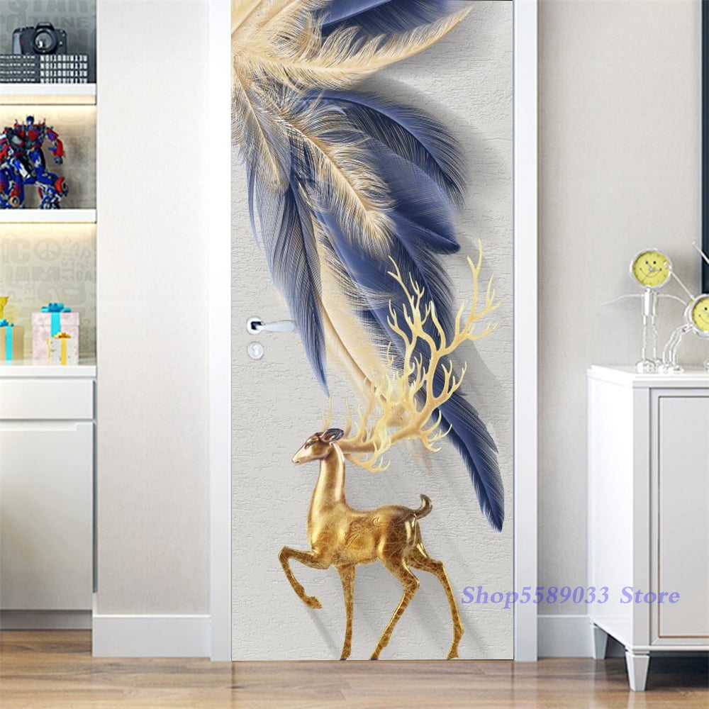 Wall Sticker For Door Living Room Corridor Vinyl Adhesive Door Cover