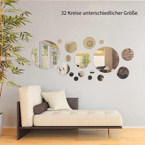 Wall Sticker For Mirror Silver 15Cm 32 Circles