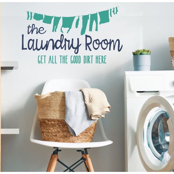 Wall Sticker Vinyl Lettering Laundry Room Door Sign Stickers - Laundry Vinyl Art Decal Get Good Dirt Here - Wall Art Decor for Laundry Room 23x13- Inch Deep Blue/ Turquoise