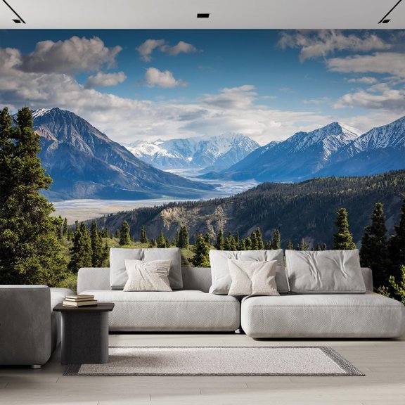 Wall Sticker/Wall Mural Mt. Fuji and Reflection on a Perfectly Smooth Lake Landscape, Not Peel and Stick, Non-Woven Wallpaper Decorative for Bedroom, Living Room, Office - 96x144 inches