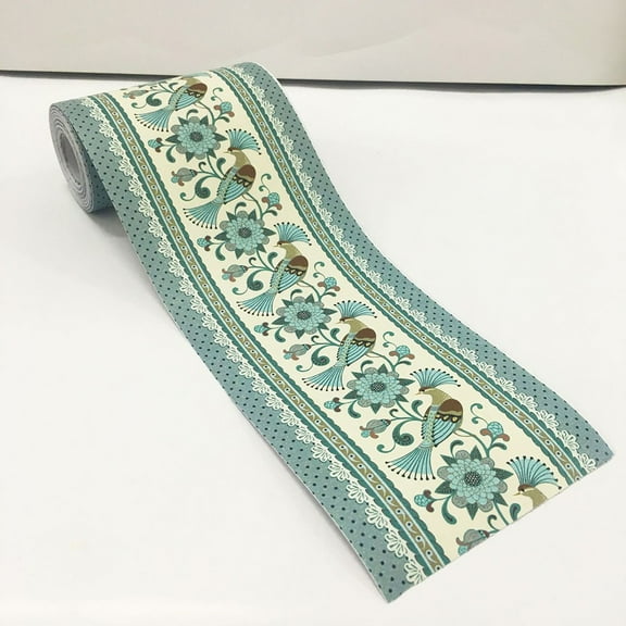 Wall Sticker Wall Skirting Border Sticker Waterproof Bird Floral Pattern Decor