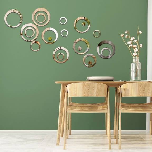 Wall Sticker for Living Room - Modern Mural Art with Silver Flower Acrylic Wall Dcor for Sofa Area Easy Peel and Stick Enhancing Home Interior