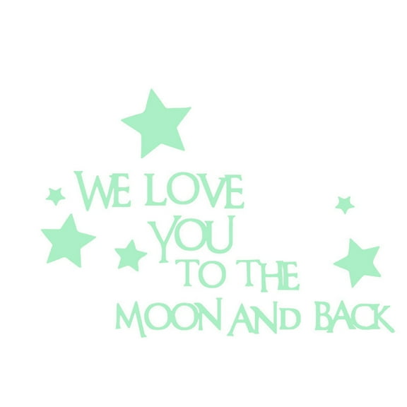 Wall Stickers 2 Luminous 3D Moon Back Glow Sticker for Home with Starry Night, 35x6 cm, Green