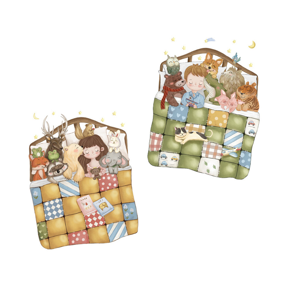 Wall Stickers 2 Sheets Kindergarten Sticker Adhesive Bedside Decal