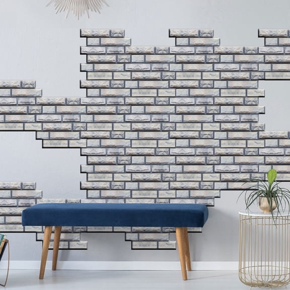 Wall Stickers 30x30cm 3D Tile Brick Wall Sticker Decorative Adhesive Panel for Kitchen Bathroom