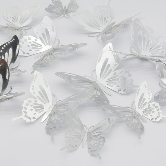 Wall Stickers 3D Hollow Butterfly Wall Stickers Home Decor Cardboard Butterfly Wall Stickers,Silver Home Wall Stickers