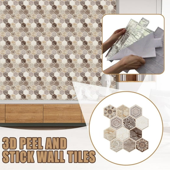 Wall Stickers 4Ocs 3D Peel And Stick Wall Tiles 3D Crystal Tile Stickers Diy Self Adhesive Wall Stickers, Home Wall Stickers