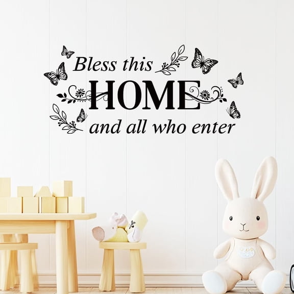 Wall Stickers Bless This Home Peel and Stick Wall Decals 2 Sheets Removable Art Decor for Bedroom Nursery Playroom Bathroom Office Decoration Gold