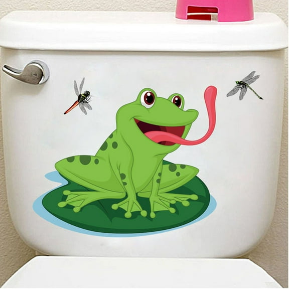 Wall Stickers Clearance！Cute Frog Toilet Sticker Toilet Toilet Logo Sticker Toilet Cover Decorative Sticker