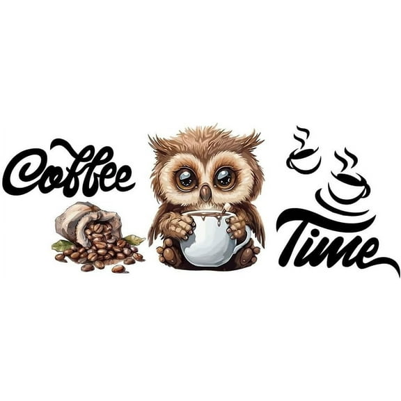 Wall Stickers Coffee Time Wall Decals Removable Self Adhesive Wallpapers Black Words Vinyl Wall Art Murals Home Decor Wall Decoration for Living Room Bedroom Gifts for People