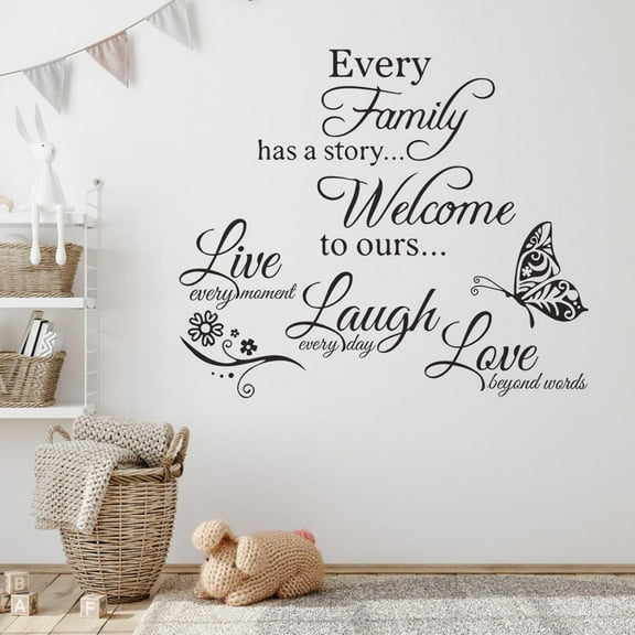 Wall Stickers Decor for Living Room - Live Love Laugh Wall Stickers, Vinyl Sayings Words Butterfly Wall Decor, Removable DIY Wall Sign Mural, For Bedroom Living Room Home Decorations (12"x24", Black)