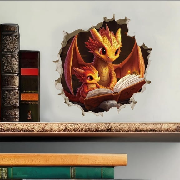 Wall Stickers Dragon Family Peel and Stick Wall Decals 1 Sheet 8pcs Removable Art Decor for Bedroom Nursery Playroom Bathroom Office Decoration