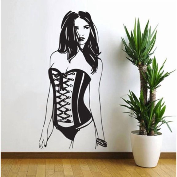 Wall Stickers Fashion Women Murals Vinyl Pin Up Girl Wall Decal Home Decoration Art Bedroom Self Adhesive Wallpaper 42x85cm