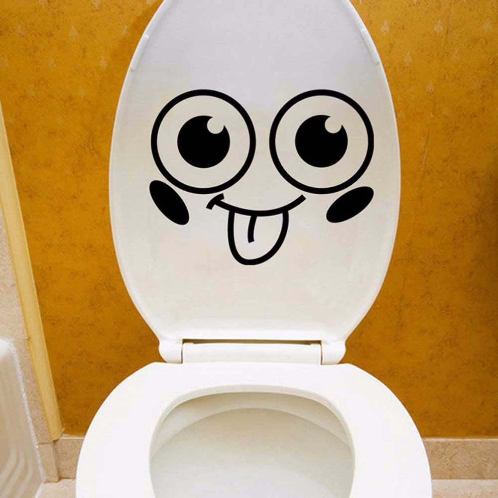 Wall Stickers Flash Deals! Hy075 Smiley Face Toilet Sticker Bathroom