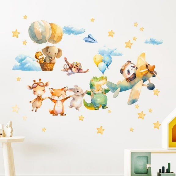 Wall Stickers Funny Animal Peel and Stick Wall Decals 3 Sheets Removable Art Decor for Bedroom Nursery Playroom Bathroom Office Decoration colorful