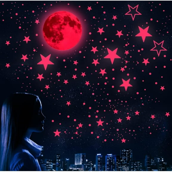 Wall Stickers, Glow in The Dark Stars, Glow in The Dark Moon for Ceiling Planets Space Wall Stickers Solar System Galaxy Wall Decals 1049PCS