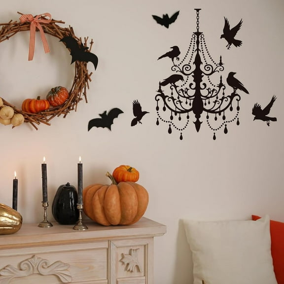 Wall Stickers Gothic Chandelier Wall Decals Crow Wall Sticker Stickers for Window Decoration for Party Decorations diy