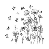 Wall Stickers - Home Wall Stickers - Black Flowers Wall Decal Floral Butterfly Wall Stickers Living Room Bedroom Wall Decor - 2X Wall Decals