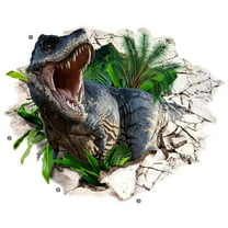 Wall Stickers - Home Wall Stickers - Broken Wall Dinosaur Green Wall Sticker Living Room Bedroom Background Wall Home Decoration Wall Sticker Self Adhesive - 1X Broken Wall Dinosaur Plant Decal