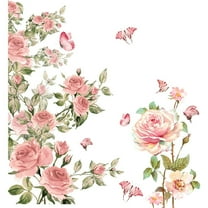 Wall Stickers - Home Wall Stickers - Rose Butterfly Bedroom Playing Bedroom Living Room Porch Home Wall Decoration Wall Sticker - 1X Pink Rose Butterfly Wall Decal