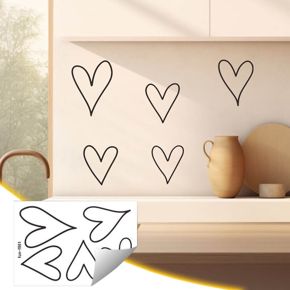 Wall Stickers for Living Room Decor, Heart Love Sketch Art Decals for Home Office Study Room, Removable PVC Wall Decal for Bedroom Nursery Kids Room, 20x29cm