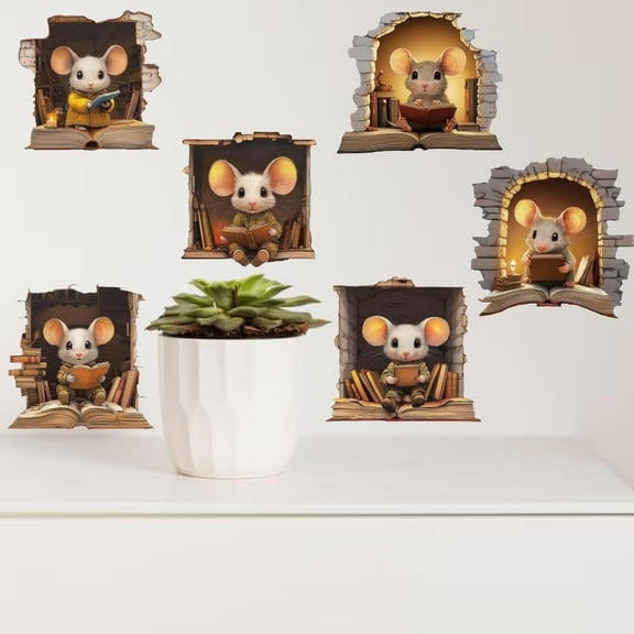 Wall Stickers Mouse Peel and Stick Wall Decals 1 Sheets Removable Art Decor for Bedroom Nursery Playroom Bathroom Office Decoration Gold