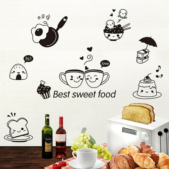 Wall Stickers Oven Sweet Food Decal Kitchen Decoration Art Coffee DIY Wall Home Decor/ 0120 best sweet food remove wall sticker kitchen happy western food refrigerator coffee sticker