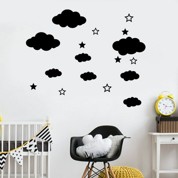 Wall Stickers, Removable DIY Clouds Wall Decals, PVC ChildrensRoom Home Decor Art Peel and Stick for Walls Furniture Glass, Black